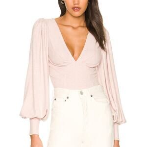 REVOLVE Majorelle Pink Long Sleeves Sienna Bodysuit S